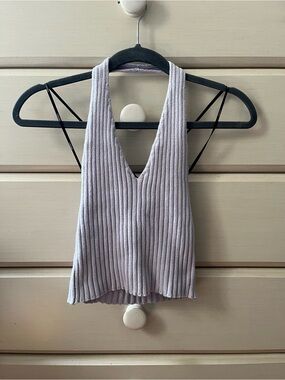 Forever 21 Ribbed V-Neck Halter Tank - Light Lavender